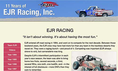 EJR Racing Website